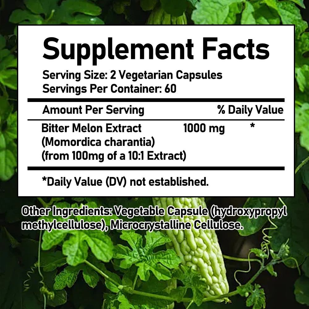 Bitter Melon Extract 1000mg Capsules – Blood Sugar & Immunity Herbal Supplement Qst
