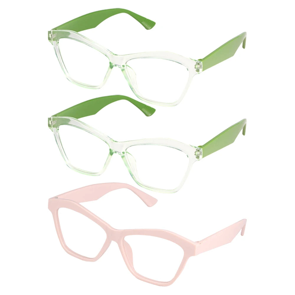 VOPHA Cat Eye Reading Glasses – Blue Light Blocking 1–5 Pack Reading Glasses Qst 100 2Green 1Pink
