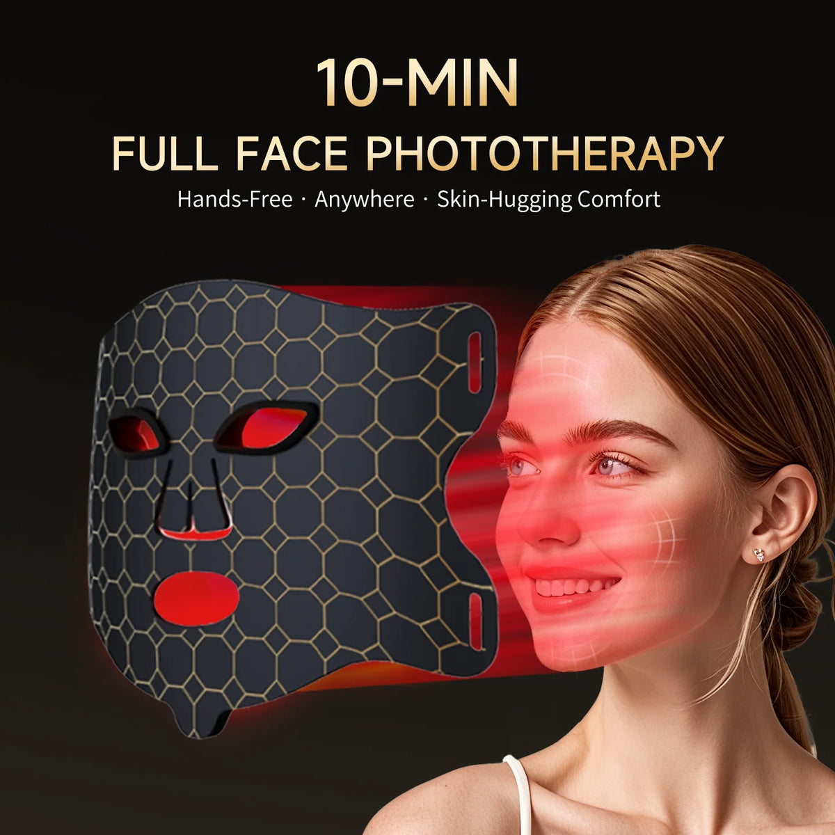 Hello Face L300 LED Light Therapy Mask – 4 Modes, Vibration LED Therapy Face Mask Qst