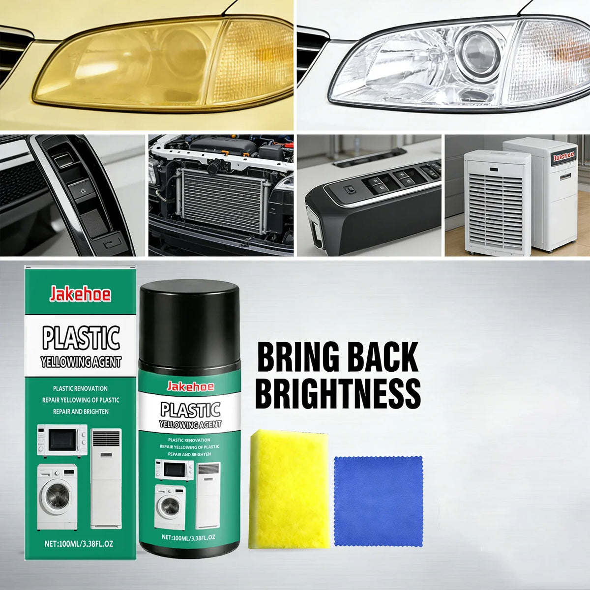 Plastic Parts Yellowing Cleaner – Restore & Brighten Car Trim Plastic Restoration Cleaner Qme