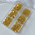3D Half Round Ball Nail Art Studs – Gold & Silver 6 Grids Nail Art Studs Qme Gold