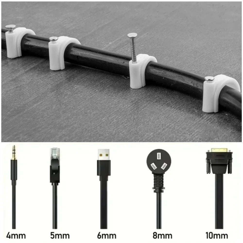 Steel Nail Cable Clamp Circular Fixing Clips | Wire Management Cable Management Clips Qme