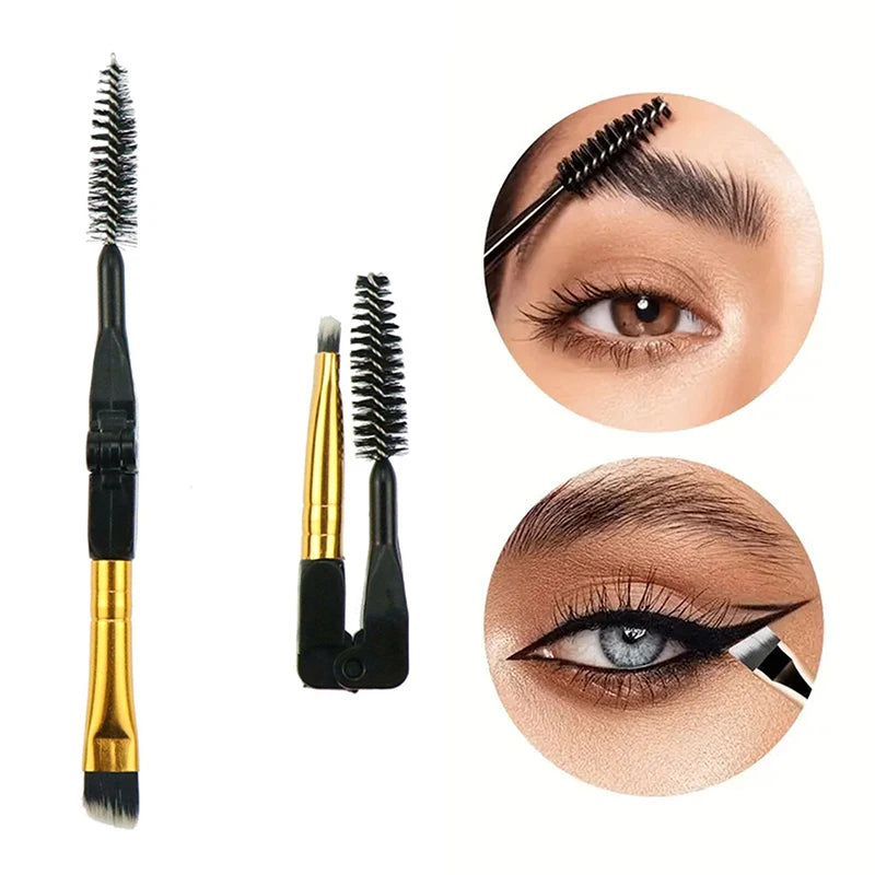 2-in-1 Foldable Dual-Ended Eyebrow & Eyeliner Brush Eye Makeup Brush Qst
