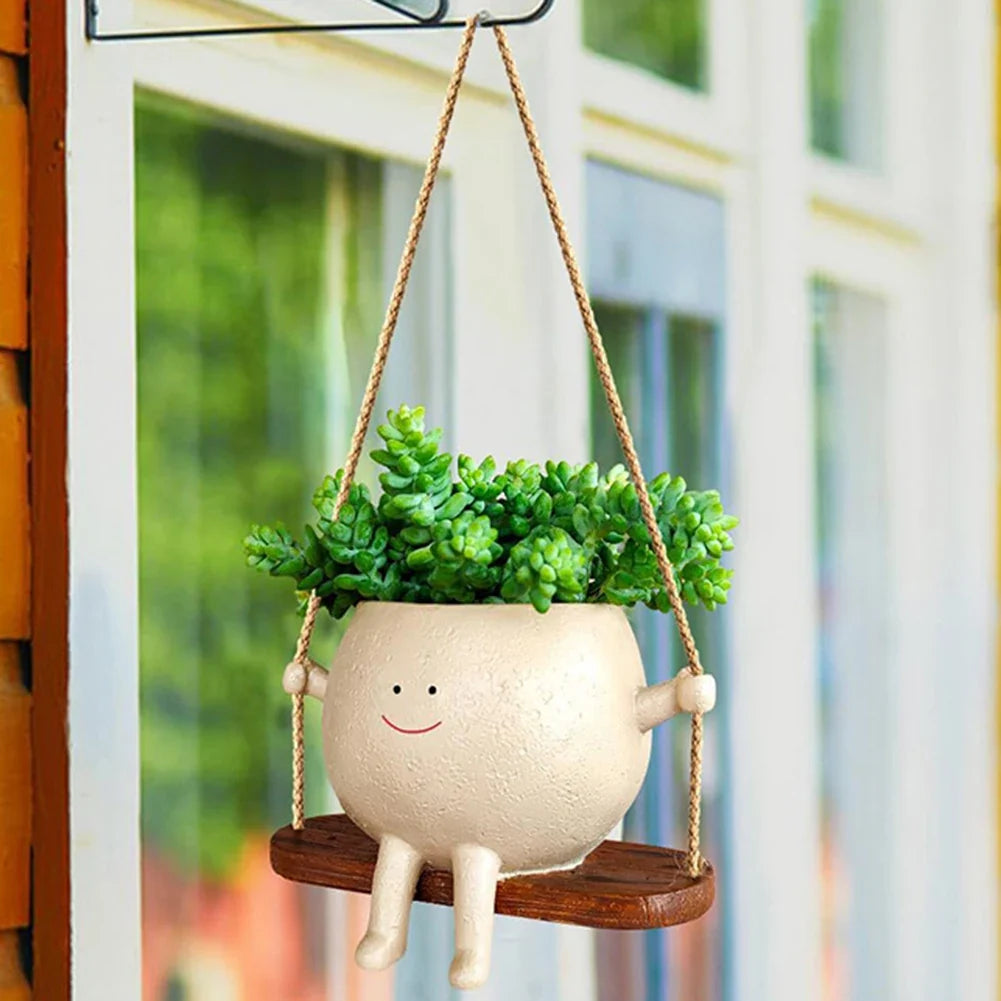 Resin Face Head Wall Planter – Creative Succulent Pot Wall Hanging Planter Qme