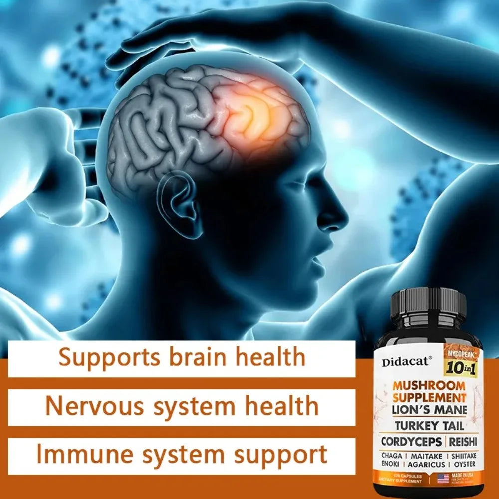 10x Mushroom Complex – Immunity, Energy & Cognitive Support Mushroom Supplement Qst