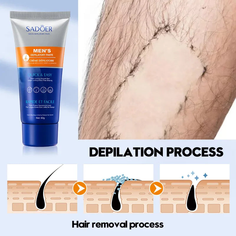 PWYUMAN Men's Hair Removal Cream – Gentle Depilatory 60g Hair Removal Cream Qst