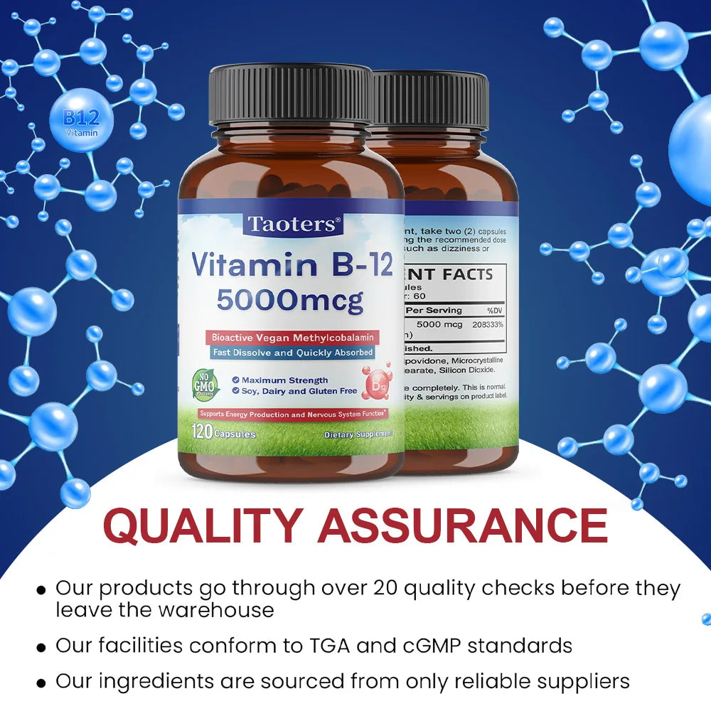Vitamin B12 5000mcg Vegan Methylcobalamin Capsules Vitamin Supplement Qst
