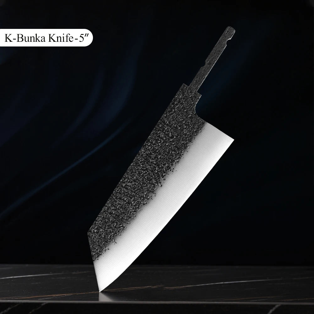 TURWHO VG10 Chef Knife Blank Blade – DIY Hand Forged Steel Knife Blank Blade Qst 5 inch Bunka