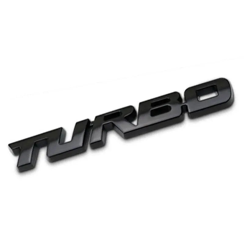 Turbo 3D Metal Alloy Car Badge Sticker | Emblem Decal Car Badge Sticker Qme 9.7X1.1cm Black