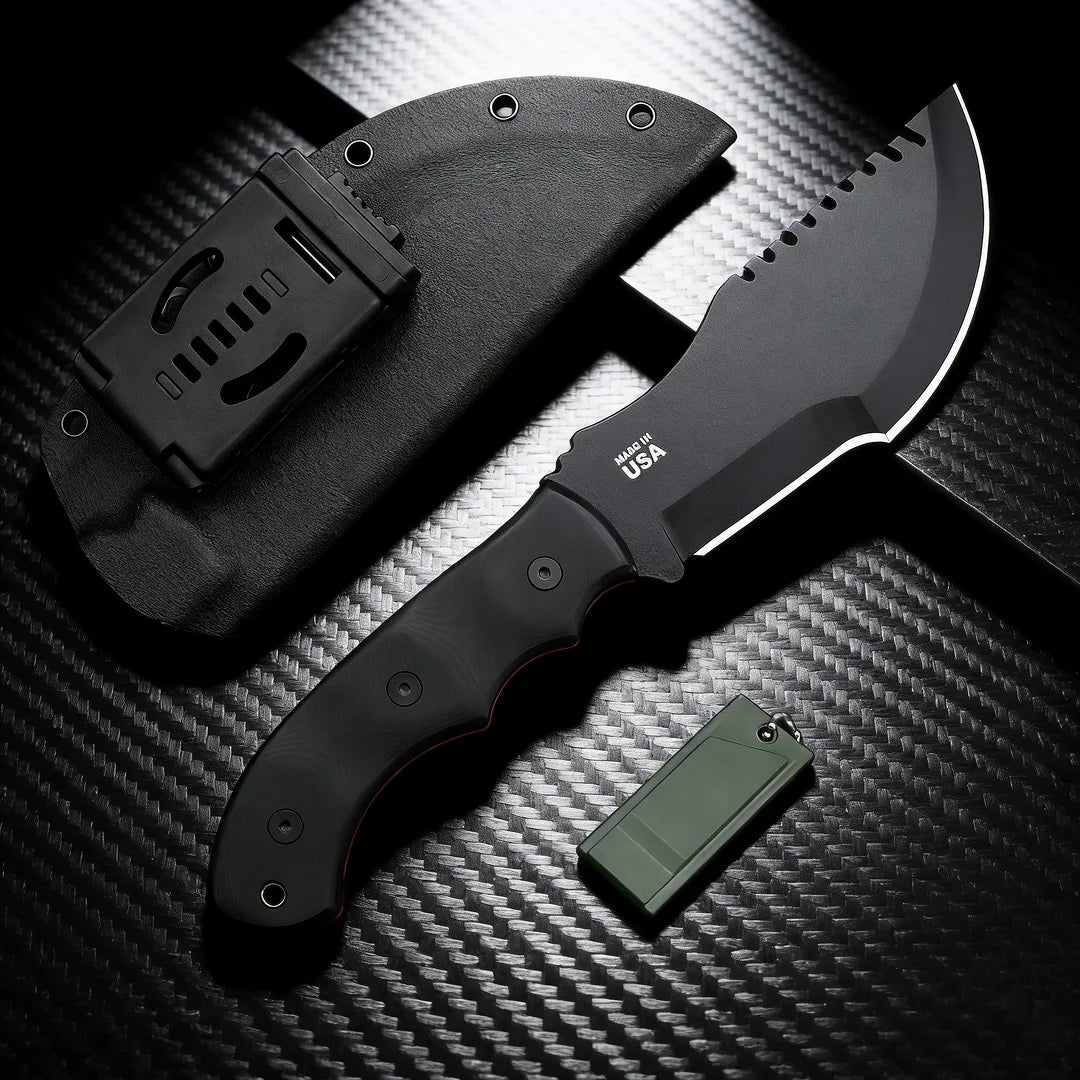 TOPS Tracker Jungle Rescue Knife – 1095 Carbon Steel & Micarta Fixed Blade Knife Qst