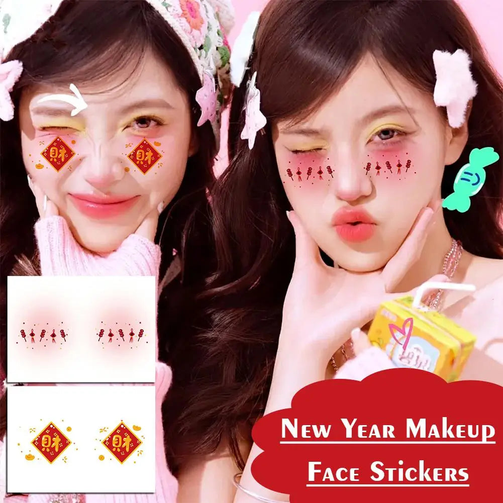 2026 New Year Face Decals – Festive Party Makeup Stickers Face Decal Stickers Qme