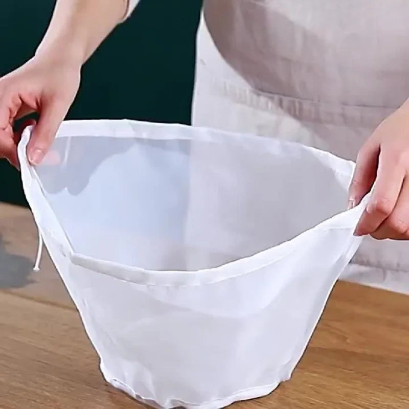Reusable Vegetable Strainer Bag | Drawstring Squeeze Filter Food Strainer Bag Qme