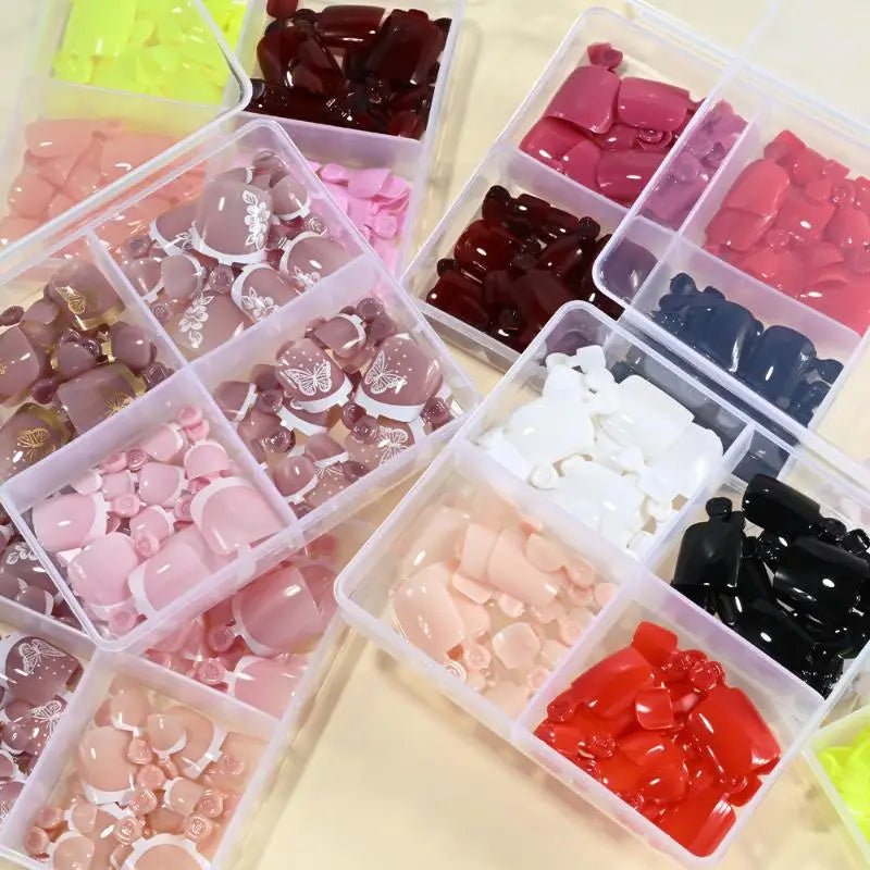 Short Square Full Cover False Toenails 96 Pcs | Qme False Toenail Tips Qme