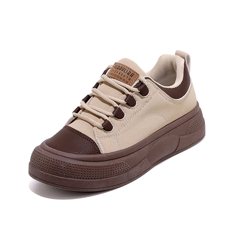 Women's Platform Lace-Up Sneakers – Soft Non-Slip Walking Shoes Platform Sneakers Qst