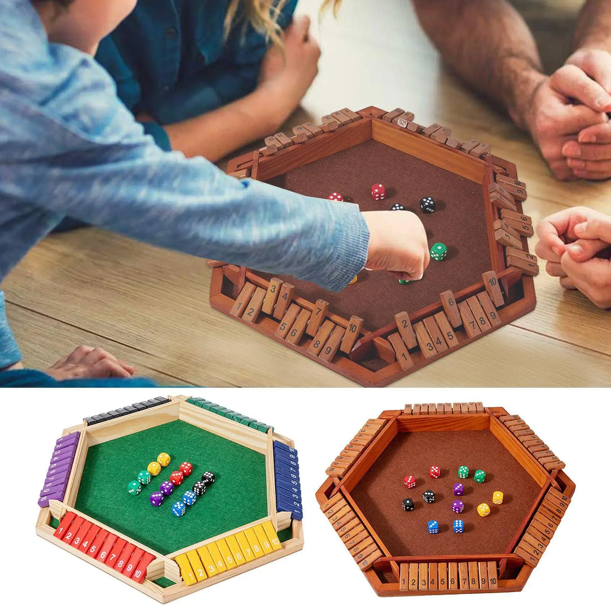 Wooden Shut the Box Game – 6-Sided Dice Math Board Game Wooden Board Game Qme