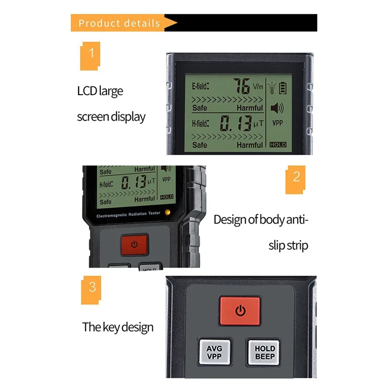 EMF Electromagnetic Radiation Detector – Electric Field Survey Meter EMF Radiation Detector Qme