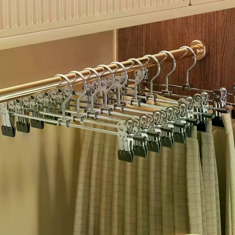 Metal Windproof Non-Slip Clothes Hangers with Clips – 5 Pack Clothes Hangers Qme