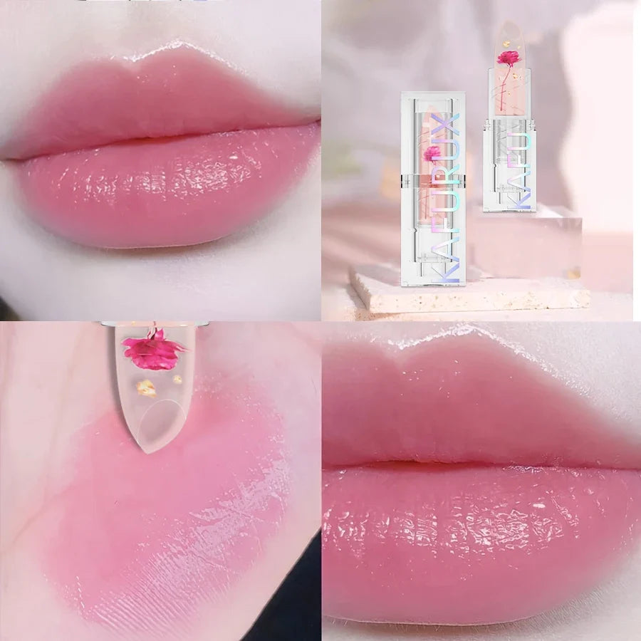 Color-Changing Glitter Jelly Lip Tint – Moisturizing Lipstick Glitter Lip Tint Qme