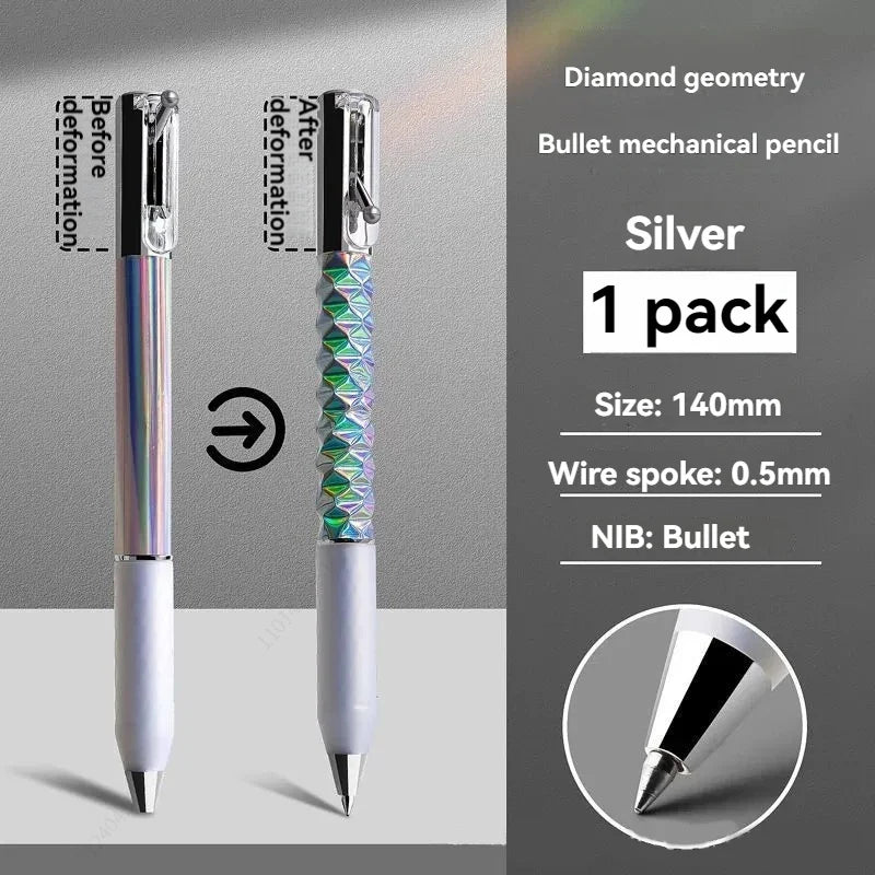 Qme Mechanical Gel Pens Black Ink Fine Point 0.5mm Set Gel Pen Set Qme 1 silver pen