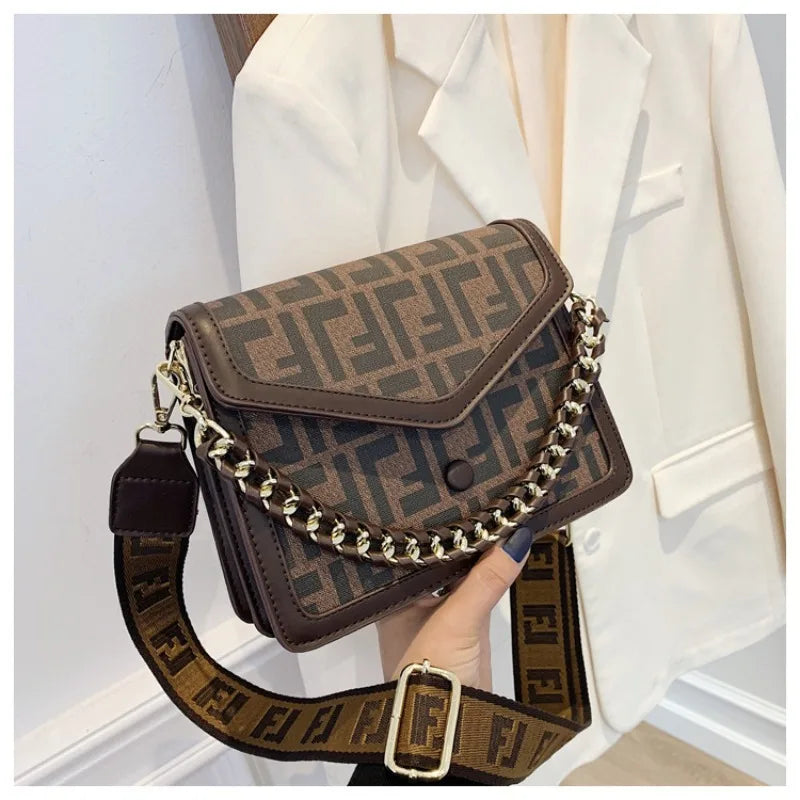 Retro Letter Print Mini Crossbody Bag | Stylish PU Shoulder Bag Mini Crossbody Bag Qme