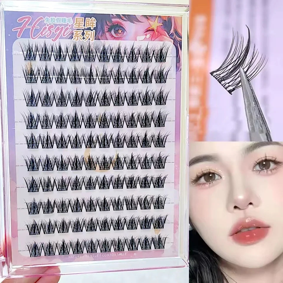 HISYI Glue-Free Segmented False Eyelashes – Star Eye Series False Eyelash Extensions Qme A glue-free trilogy