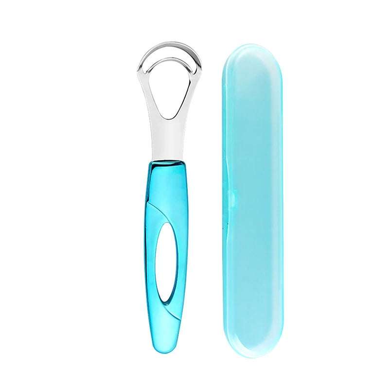 Stainless Steel Tongue Scraper – Fresh Breath Oral Cleaner Tongue Scraper Qst Blue