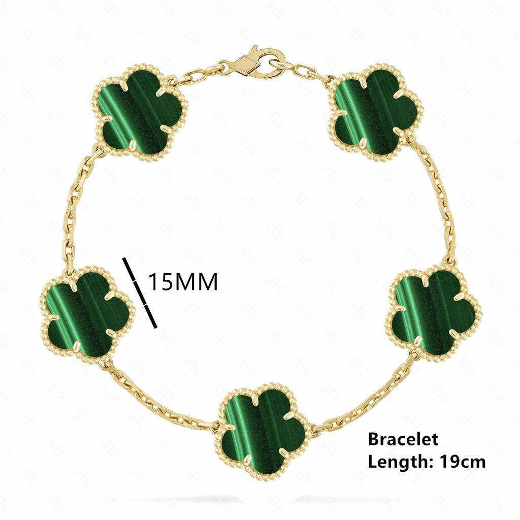 18K Gold Plated Five-Leaf Clover Necklace | Women's Gift Pendant Necklace Qme 10 45cm