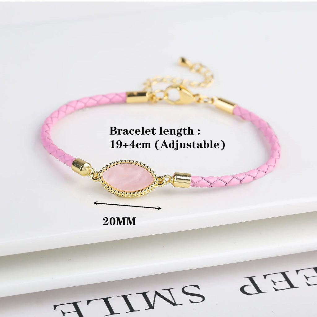 Geometric Leather Rope Braided Shell Bracelet Set of 3 Braided Bracelet Set Qme