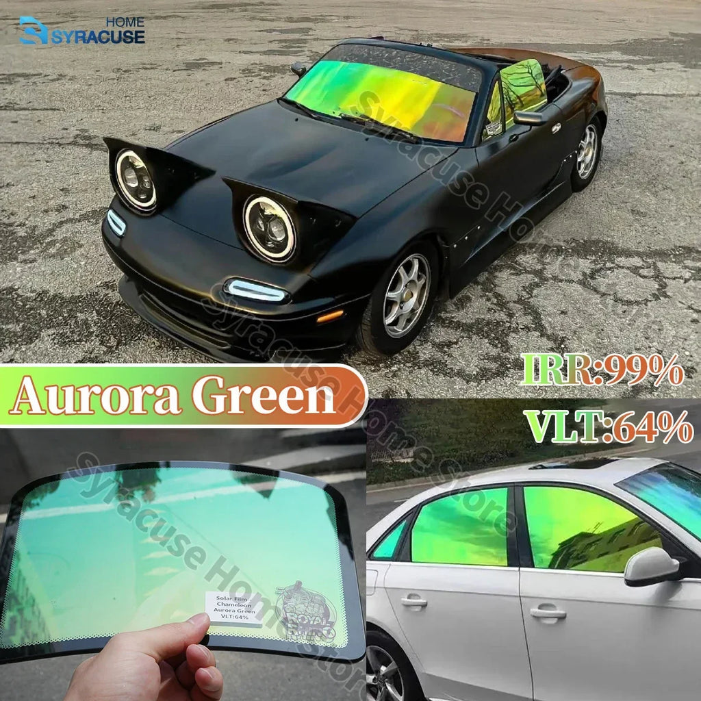 Chameleon Aurora Green Car Window Tint Film | PVC Glass Sticker Car Window Tint Film Qme 50cmX300CM