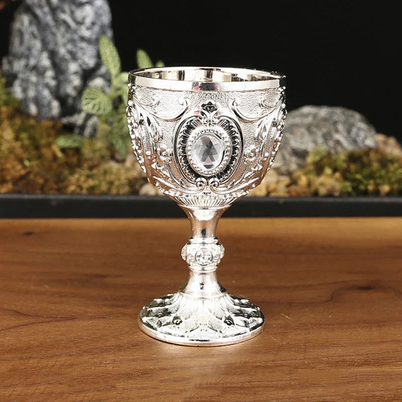 Vintage Embossed Metal Chalice Goblet – Wine & Décor Cup Decorative Chalice Goblet Qme A6