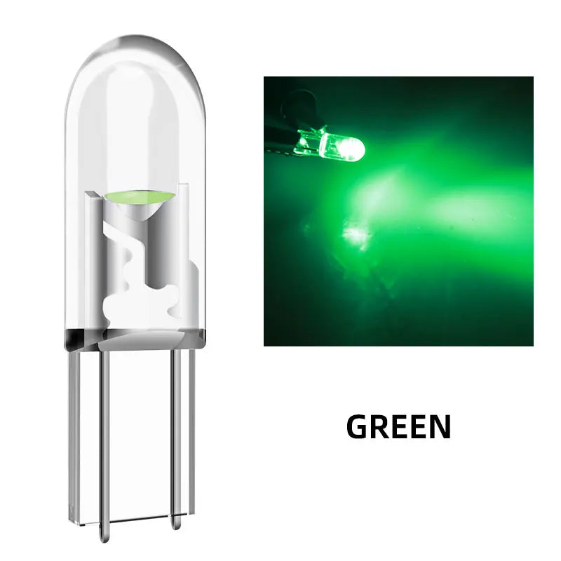 T5 W3W COB LED Dashboard Indicator Bulbs – 10 or 20 Pack LED Dashboard Bulb Qme green 10Pcs