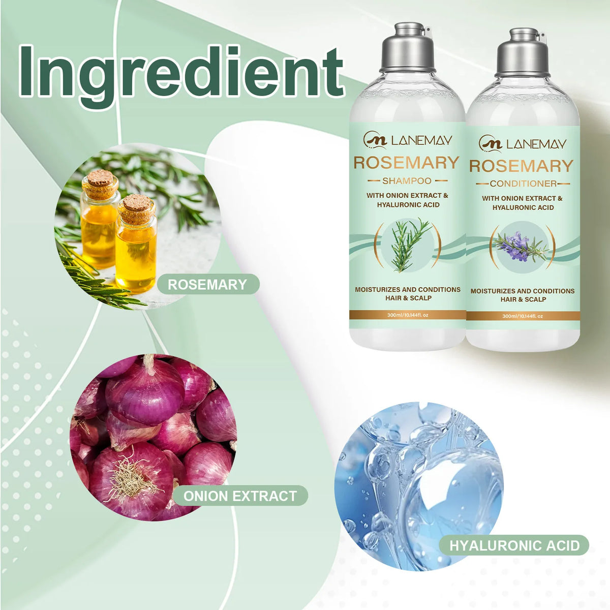 Rosemary Shampoo & Conditioner Set – Onion Extract & Hyaluronic Acid Shampoo & Conditioner Set Qst