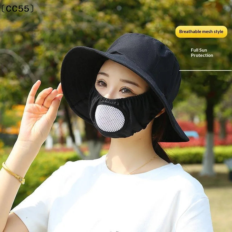 Women's Wide Brim Floral Sun Hat – Anti-UV Neck Cover Wide Brim Sun Hat Qst