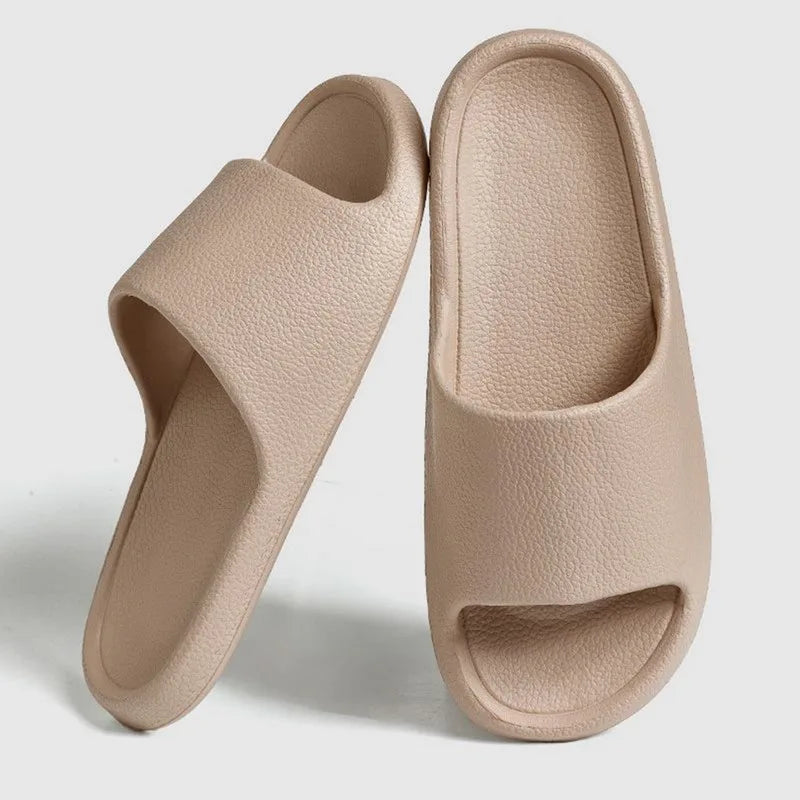 Women's Thick Platform Cloud Slippers EVA Non-Slip Slides Platform Cloud Slippers Qme C-Khaki 36-37 (fit 35-36)