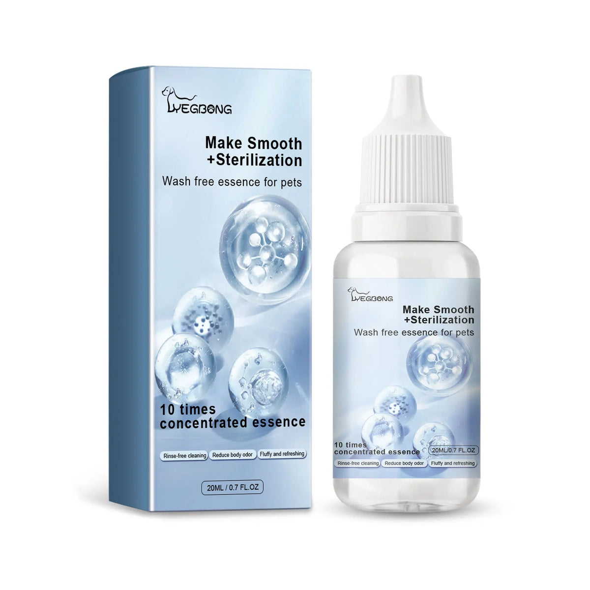 Yegbong No-Rinse Pet Shampoo – Dog & Cat Wash Free Essence Pet Grooming Shampoo Qst 20ml Boxed