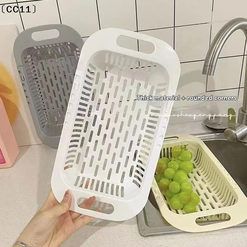 Retractable Sink Drain Rack – Dish, Chopstick & Veggie Basket Sink Drain Rack Qme