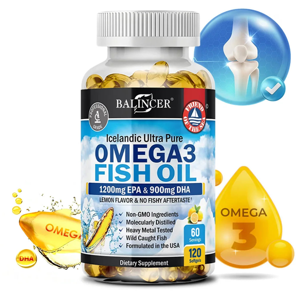 Triple Strength Omega-3 Fish Oil 2250mg – EPA 1200 DHA 900 Omega-3 Supplement Qst