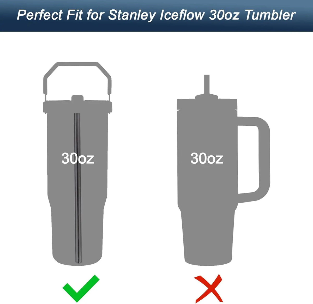 Reusable Straws & Cleaning Brush for Stanley IceFlow 30oz Reusable Straws Set Qme