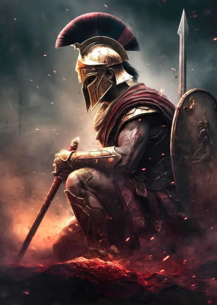 Spartan Warrior Helmet Canvas Wall Art Print | Home Decor Canvas Wall Art Qst D 40X60cm No Framed