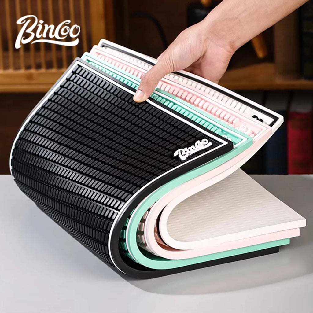 BINCOO Coffee Bar Mat Set – Anti-Slip Silicone Tamper Station Coffee Bar Mat Set Qst