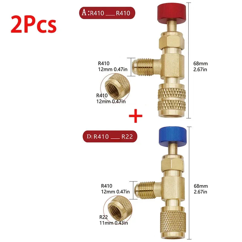 R12 R410 Refrigerant Charging Valve Safety Adapter 2-Pack Refrigerant Charging Valve Qme