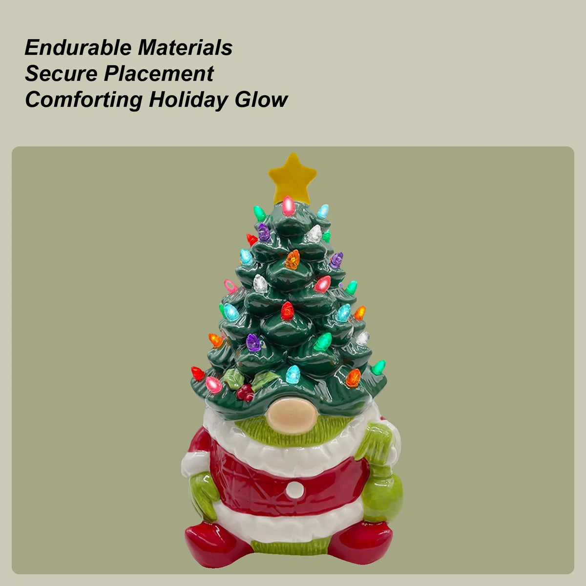Holiday Gnomes Resin Ornament Statue with Light | Christmas Decor Christmas Ornament Statue Qme