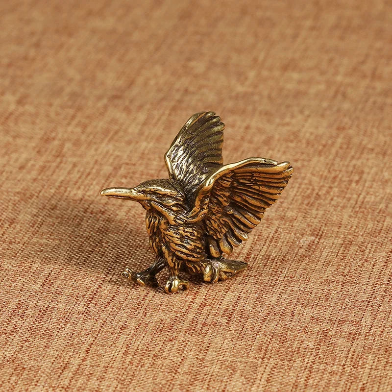 Brass Mini Eagle Figurine – Opening Wing Bird Art Sculpture Brass Bird Figurine Qme