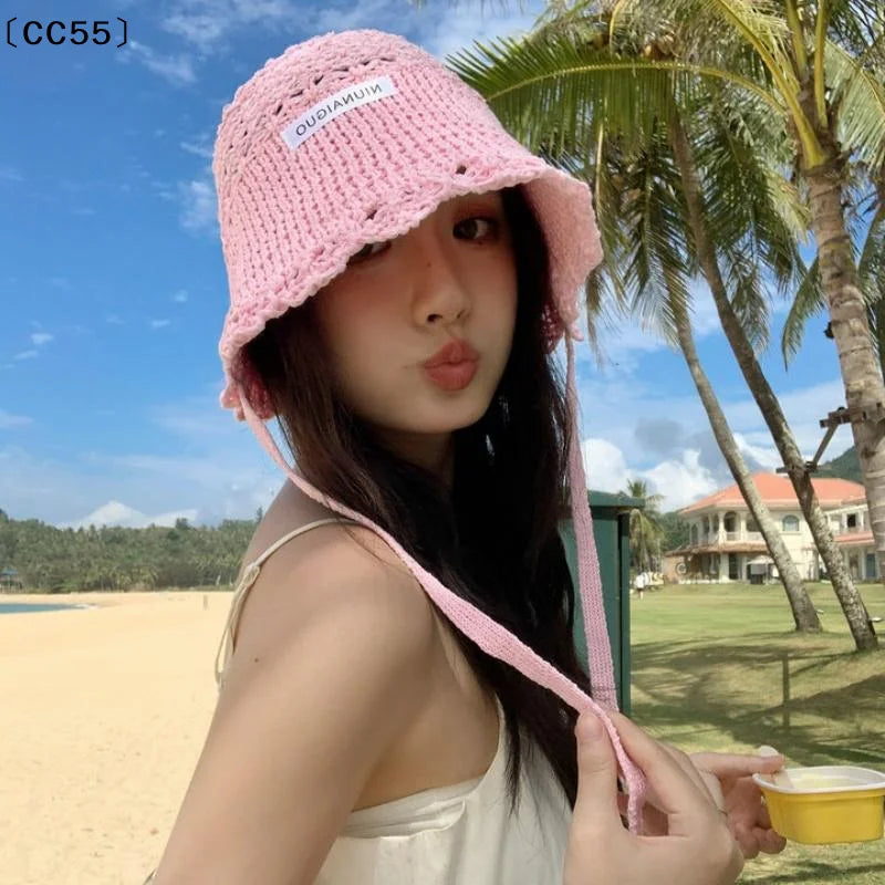 Women's UV Crochet Sun Hat – Foldable Breathable Beach Hat Crochet Sun Hat Qst