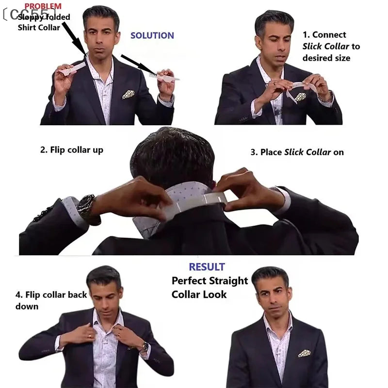 Adjustable Shirt Collar Support Shaper – Anti-Roll Stay Collar Shaper Stay Qst