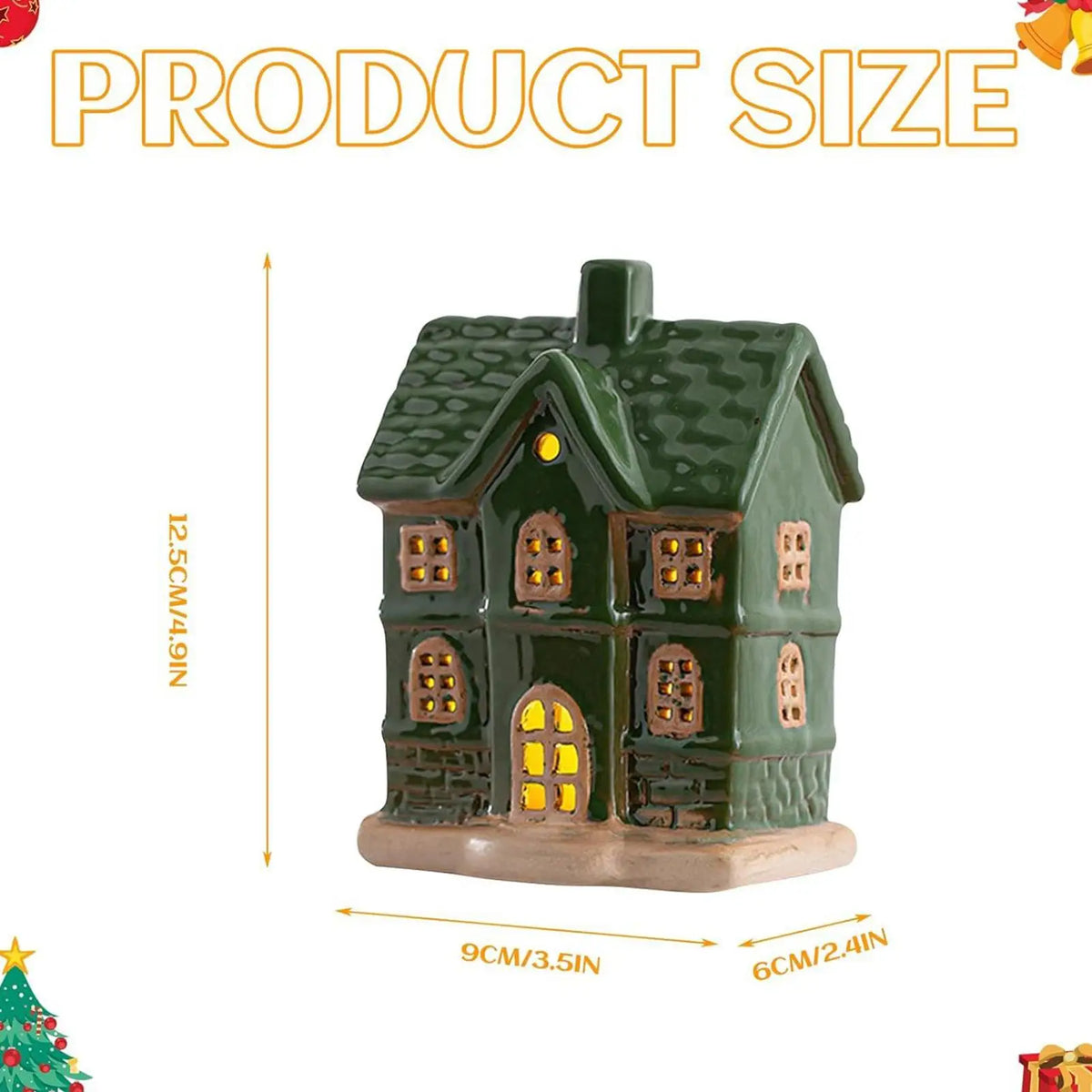 Christmas Ceramic Light-Up House Table Centerpiece | Holiday Decor Christmas Centerpiece Qme