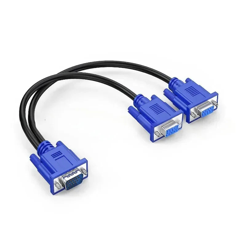 VGA Splitter Cable 1 Male to Dual 2 Female Monitor Adapter VGA Splitter Cable Qme