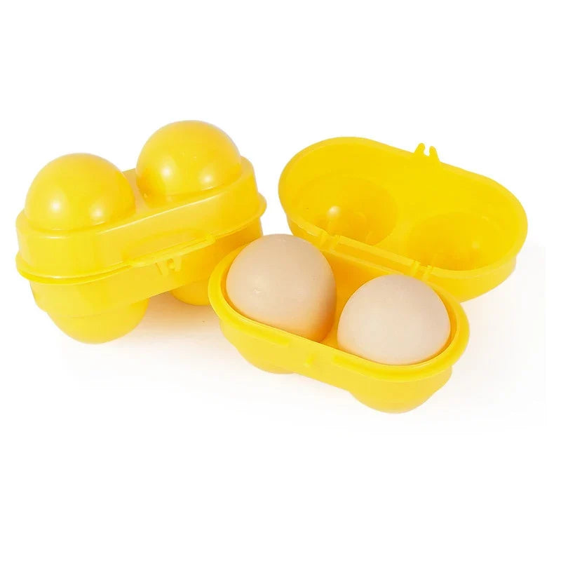Yellow 2-Compartment Portable Egg Storage Box | Travel & Kitchen Egg Storage Box Qme