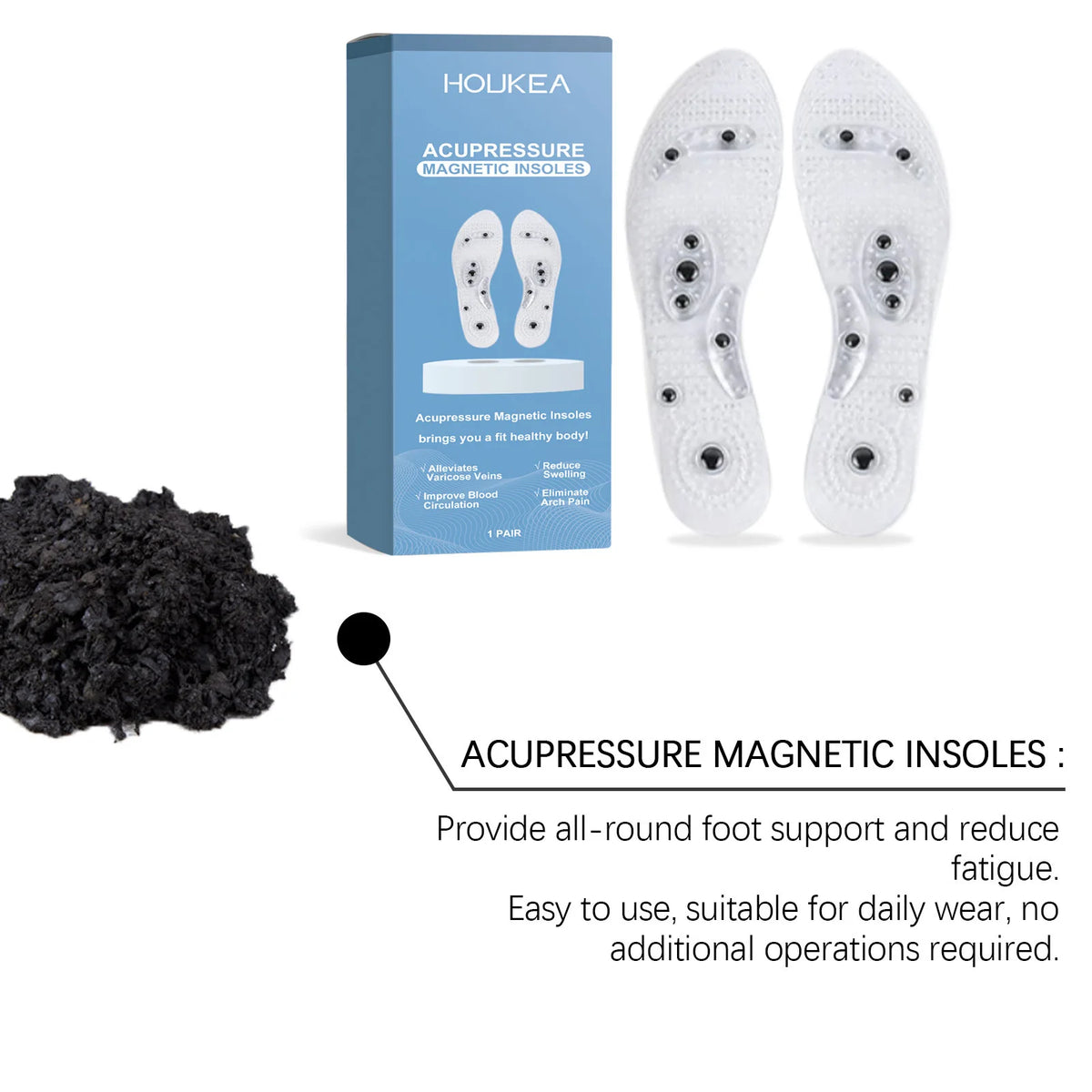 Acupressure Magnetic Insoles – Foot Massage Comfort Shoe Pads Acupressure Insoles Qst