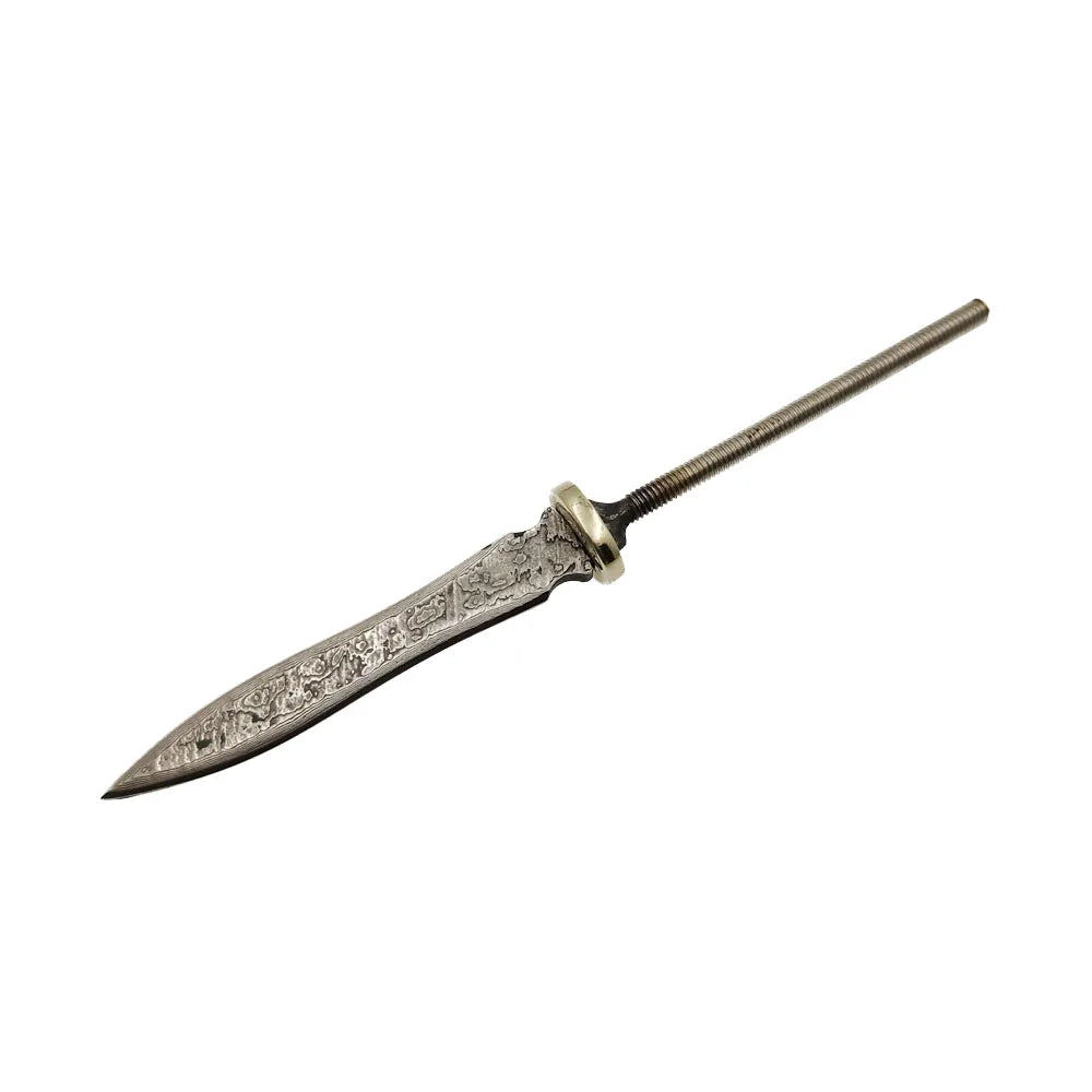 Damascus Steel Tea Knife Blank – DIY Tea Needle with Brass Fittings Knife Blade Blank Qst WHITE